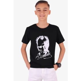 Breeze Atatürk Baskılı Siyah 4-14 Yaş Erkek Çocuk T-shirt