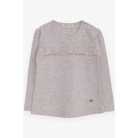 Breeze Bej Melanj 1-4 Yaş Uzun Kollu Güpürlü Kız Çocuk T-shirt