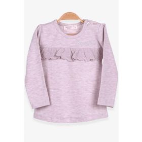 Breeze Bej Melanj 1-4 Yaş Uzun Kollu Güpürlü Kız Çocuk T-shirt