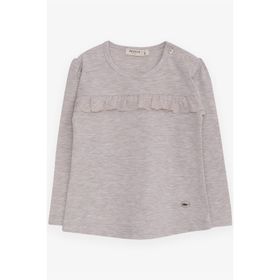 Breeze Bej Melanj 1-4 Yaş Uzun Kollu Güpürlü Kız Çocuk T-shirt