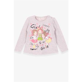 Breeze Bej Melanj 1.5-5 Yaş Uzun Kollu Dostluk Temalı Kız Çocuk T-shirt