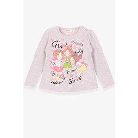 Breeze Bej Melanj 1.5-5 Yaş Uzun Kollu Dostluk Temalı Kız Çocuk T-shirt