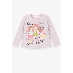 Breeze Bej Melanj 1.5-5 Yaş Uzun Kollu Dostluk Temalı Kız Çocuk T-shirt