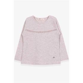Breeze Bej Melanj 2-6 Yaş Uzun Kollu Güpürlü Kız Çocuk T-shirt