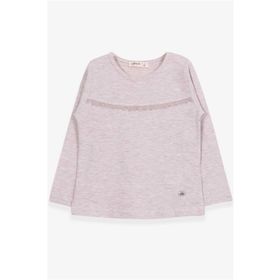 Breeze Bej Melanj 2-6 Yaş Uzun Kollu Güpürlü Kız Çocuk T-shirt