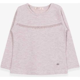 Breeze Bej Melanj 2-6 Yaş Uzun Kollu Güpürlü Kız Çocuk T-shirt