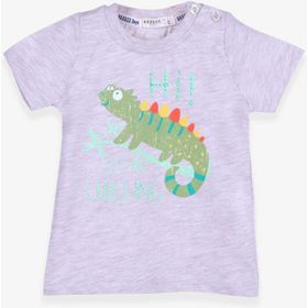 Breeze Bukalemun Baskılı Bej Melanj Erkek Bebek T-shirt