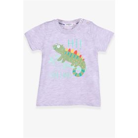 Breeze Bukalemun Baskılı Bej Melanj Erkek Bebek T-shirt