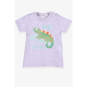 Breeze Bukalemun Baskılı Bej Melanj Erkek Bebek T-shirt