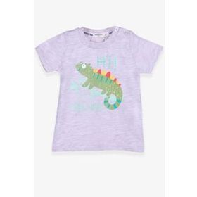 Breeze Bukalemun Baskılı Bej Melanj Erkek Bebek T-shirt