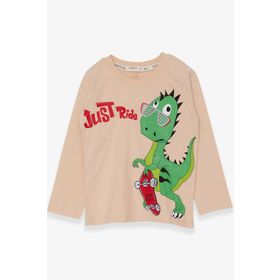 Breeze Dinozor Baskılı Bej 2-6 Yaş Erkek Çocuk T-shirt