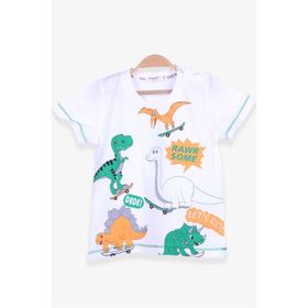 Breeze Dinozor Baskılı Ekru 1.5-5 Yaş Erkek Çocuk T-shirt