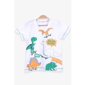 Breeze Dinozor Baskılı Ekru 1.5-5 Yaş Erkek Çocuk T-shirt