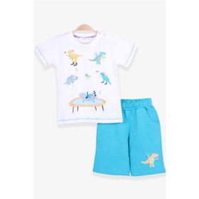 Breeze Dinozor Baskılı Ekru 1.5-5 Yaş Erkek Çocuk T-shirt