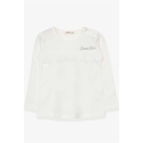 Breeze Ekru 1-4 Yaş Uzun Kollu Güpürlü Kız Çocuk T-shirt