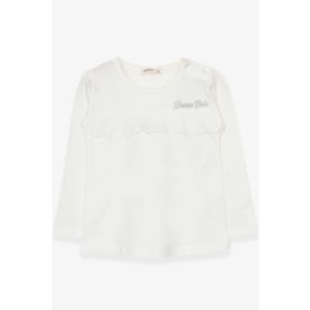 Breeze Ekru 1-4 Yaş Uzun Kollu Güpürlü Kız Çocuk T-shirt
