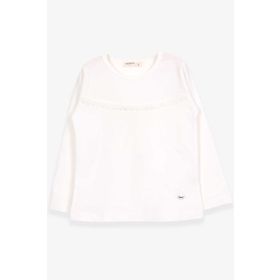 Breeze Ekru 2-6 Yaş Uzun Kollu Güpürlü Kız Çocuk T-shirt