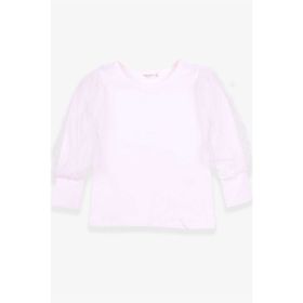 Breeze Ekru 3-7 Yaş Kolları Tül Detaylı Kız Çocuk T-shirt