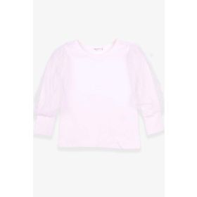 Breeze Ekru 3-7 Yaş Kolları Tül Detaylı Kız Çocuk T-shirt
