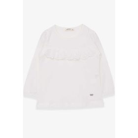 Breeze Ekru 3-8 Yaş BaskılıKız Çocuk Uzun Kollu T-shirt