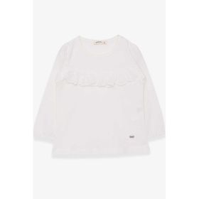 Breeze Ekru 3-8 Yaş BaskılıKız Çocuk Uzun Kollu T-shirt