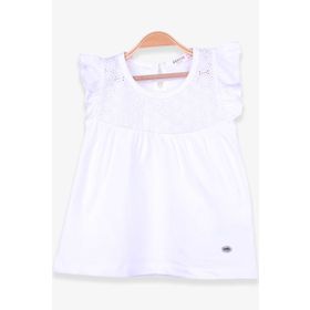 Breeze Ekru 4-8 Yaş Dantelli Kız Çocuk T-shirt
