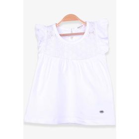 Breeze Ekru 4-8 Yaş Dantelli Kız Çocuk T-shirt