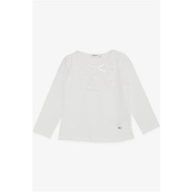 Breeze Ekru 6 Ay-8 Yaş Uzun Kollu Güpürlü Fiyonklu Kız Bebek T-shirt