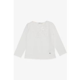 Breeze Ekru 6 Ay-8 Yaş Uzun Kollu Güpürlü Fiyonklu Kız Bebek T-shirt
