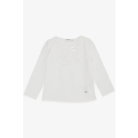 Breeze Ekru 6 Ay-8 Yaş Uzun Kollu Güpürlü Fiyonklu Kız Bebek T-shirt