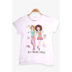 Breeze Ekru 8-12 Yaş Dostluk Temalı Kız Çocuk T-shirt