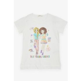 Breeze Ekru 8-12 Yaş Dostluk Temalı Kız Çocuk T-shirt