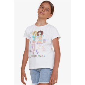 Breeze Ekru 8-12 Yaş Dostluk Temalı Kız Çocuk T-shirt