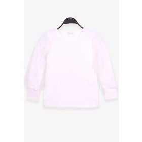 Breeze Ekru 8-12 Yaş Kolları Tül Detaylı Kız Çocuk T-shirt
