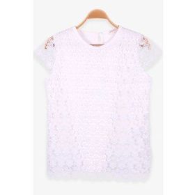 Breeze Ekru 8-14 Çiçek Nakışlı Yaş Kız Çocuk T-shirt
