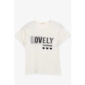 Breeze Ekru 9-16 Yaş Kız Çocuk Yazı Baskılı T-shirt