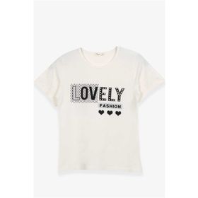 Breeze Ekru 9-16 Yaş Kız Çocuk Yazı Baskılı T-shirt