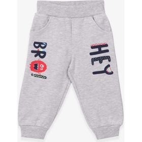 Breeze Erkek Bebek Baskılı Cepli Gri Melanj 9 Ay-3 Yaş Eşofman Altı