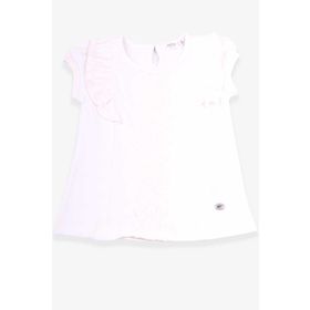 Breeze Fırfırlı Güpürlü Ekru 3-8 Yaş Kız Çocuk Tişört