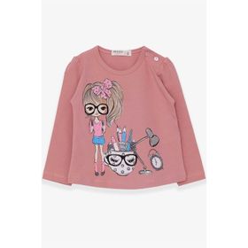 Breeze Gülkurusu 1-4 Yaş Uzun Kollu Ressam Baskılı Kız Çocuk T-shirt