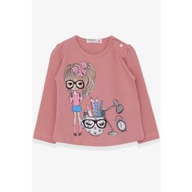 Breeze Gülkurusu 1-4 Yaş Uzun Kollu Ressam Baskılı Kız Çocuk T-shirt