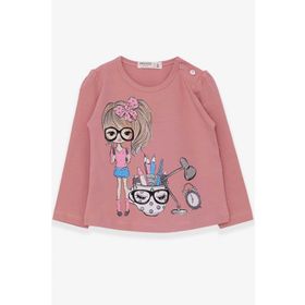 Breeze Gülkurusu 1-4 Yaş Uzun Kollu Ressam Baskılı Kız Çocuk T-shirt