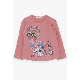 Breeze Gülkurusu 1-4 Yaş Uzun Kollu Ressam Baskılı Kız Çocuk T-shirt