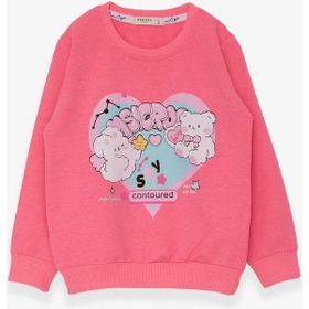 Breeze K17958 Neon Pembe Kalp Baskılı Kız Çocuk Sweatshirt