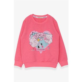 Breeze K17958 Neon Pembe Kalp Baskılı Kız Çocuk Sweatshirt