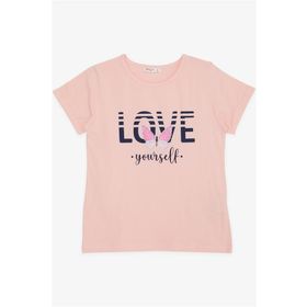 Breeze Kelebek Baskılı Somon 10-16 Yaş Kız Çocuk T-shirt