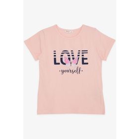 Breeze Kelebek Baskılı Somon 10-16 Yaş Kız Çocuk T-shirt