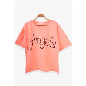 Breeze Neon Turuncu 9-16 Yaş Taşlı Yazı Baskılı Kız Çocuk T-shirt
