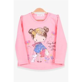 Breeze Pudra 1.5-5 Yaş Uzun Kollu Cepli Tavşancık Baskılı Kız Çocuk T-shirt