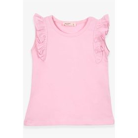 Breeze Pudra 3-7 Yaş Kolları Fırfırlı Kız Çocuk T-shirt